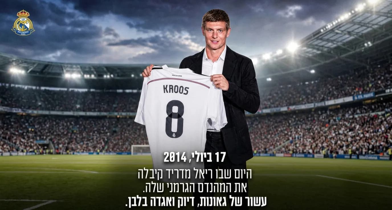 17 ביולי 2014, היום שבו ריאל מדריד קיבלה את המהנדס הגרמני שלה - עשור של גאונות, דיוק ואגדה בלבן. 